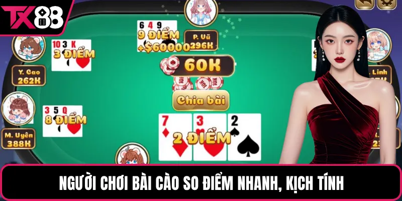Người chơi bài cào so điểm nhanh, kịch tính
